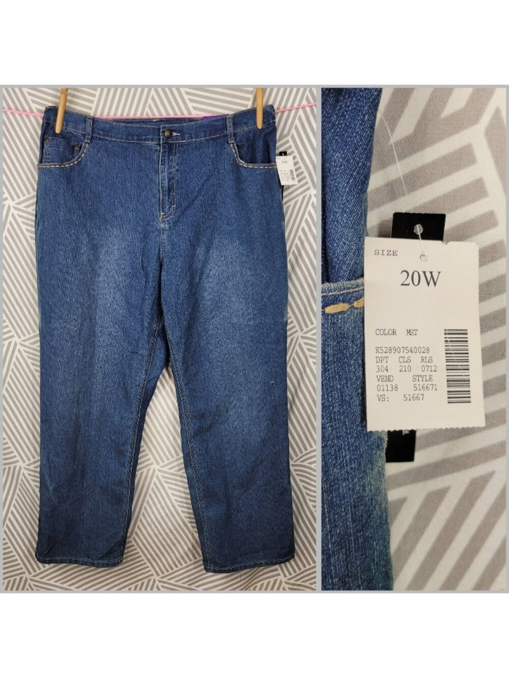 NEW Catherines Jeans High Rise Stretch Waist Denim Plus 20 20W FLAW Straight Leg